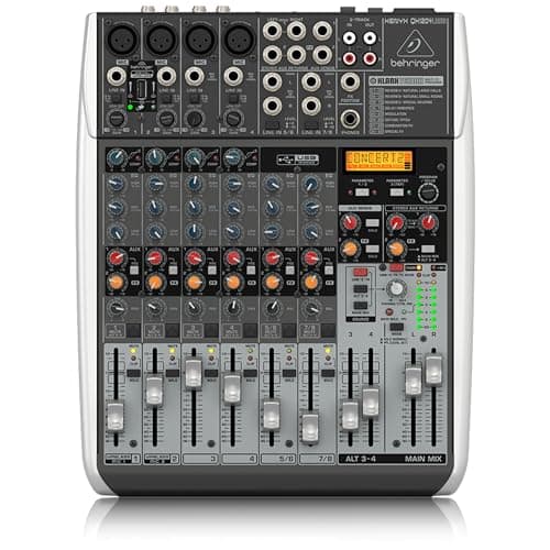 Behringer XENYX QX1204USB Premium 12-Input 2/2-Bus Mixer with XENYX Mic Preamps and Compressors, Klark Teknik Multi-FX Processor, Wireless Option and USB/Audio Interface