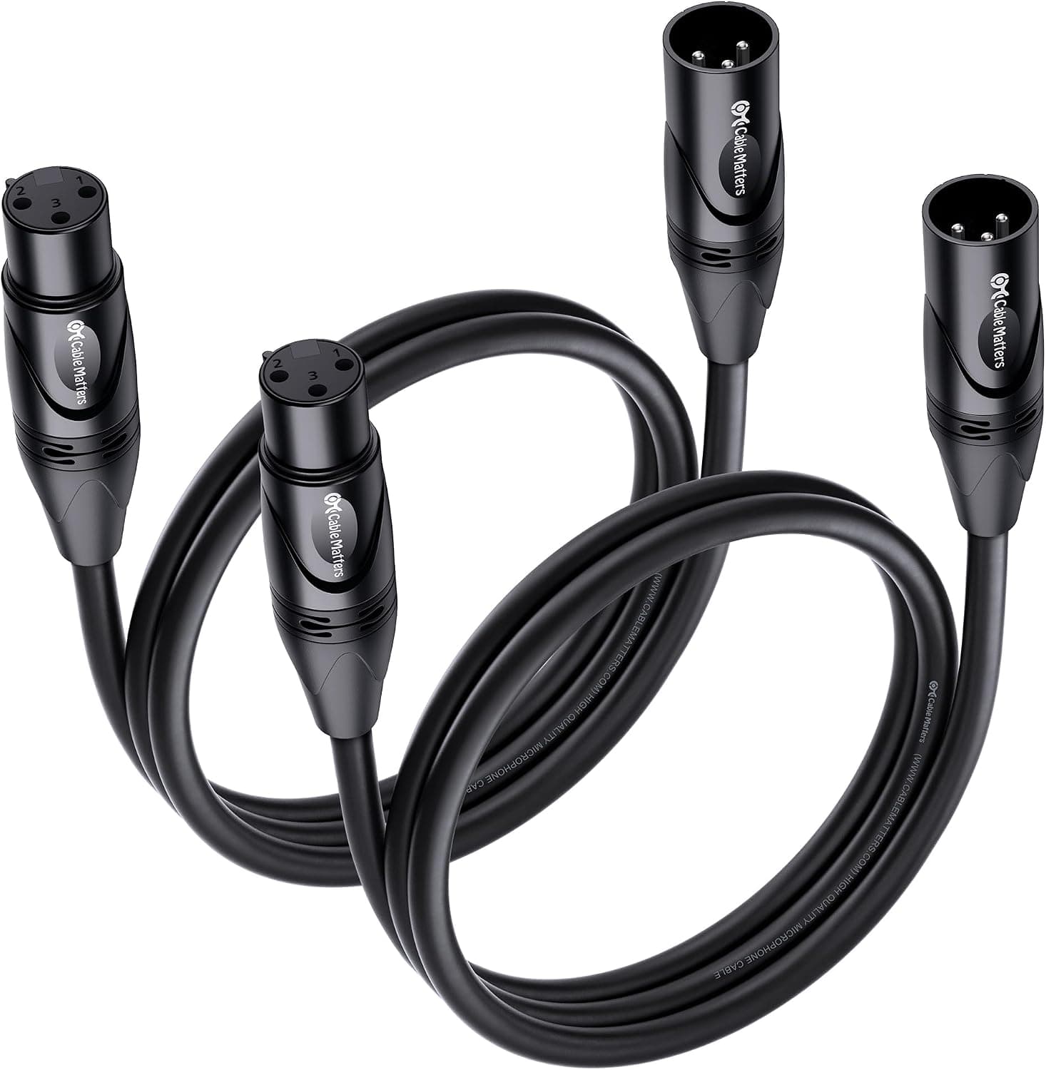 Cable Matters 2-Pack Premium Short XLR to XLR Microphone Cable 1ft