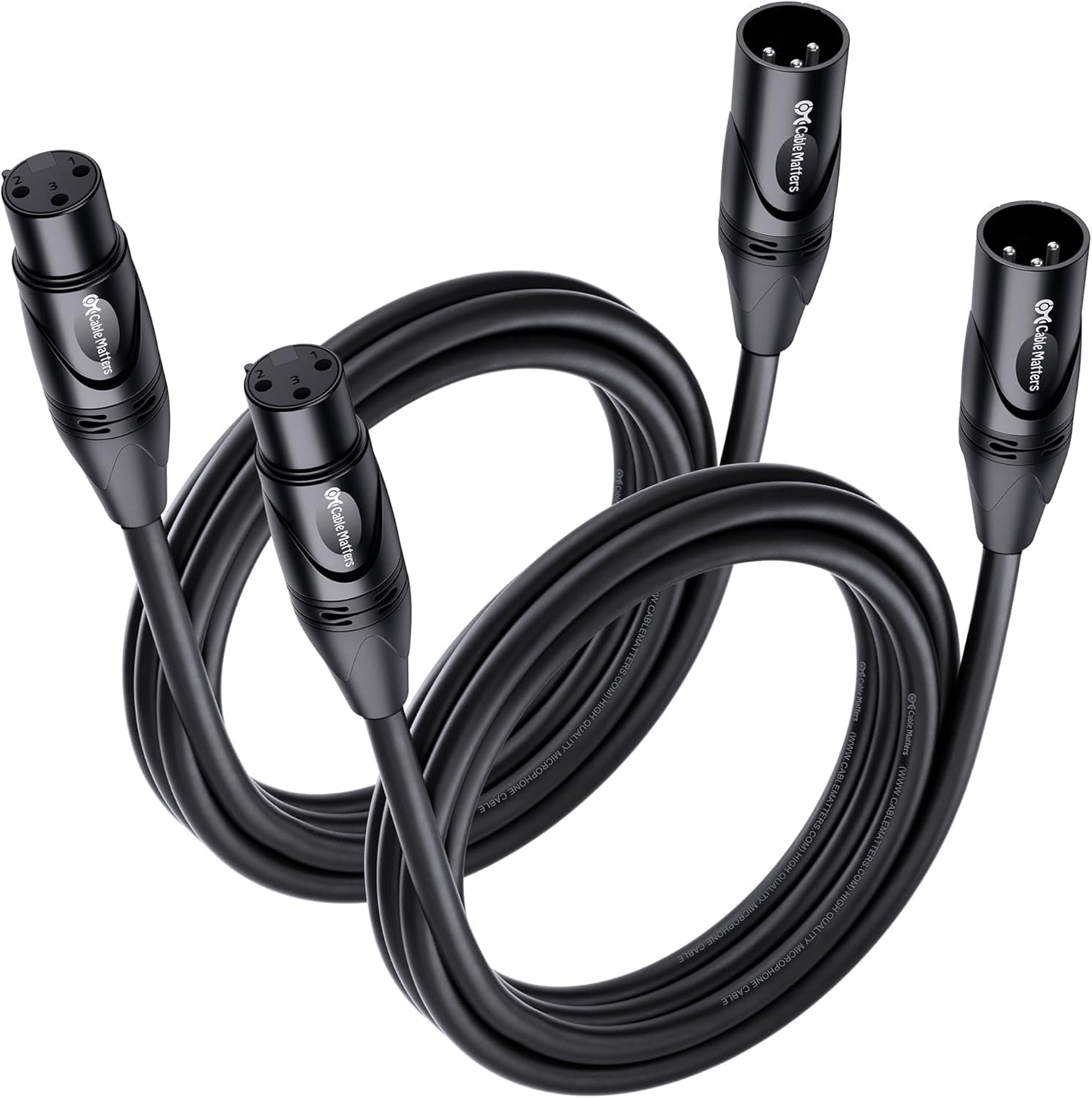Cable Matters 2-Pack Premium XLR to XLR Microphone Cable 6ft Oxygen-Free Copper