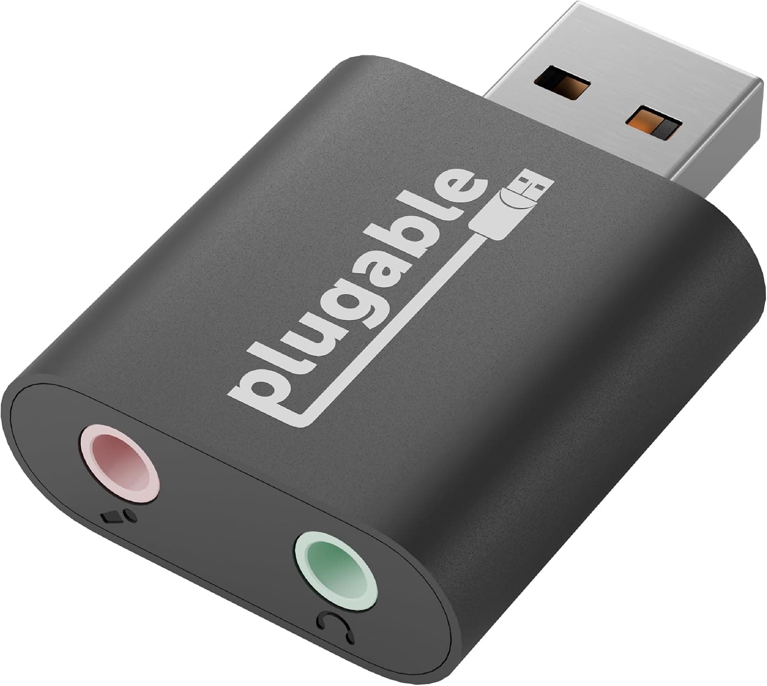 Plugable USB Audio Adapter Adds 3.5mm Speaker and Microphone Ports, Compact External Sound Card for Windows, Mac, Linux