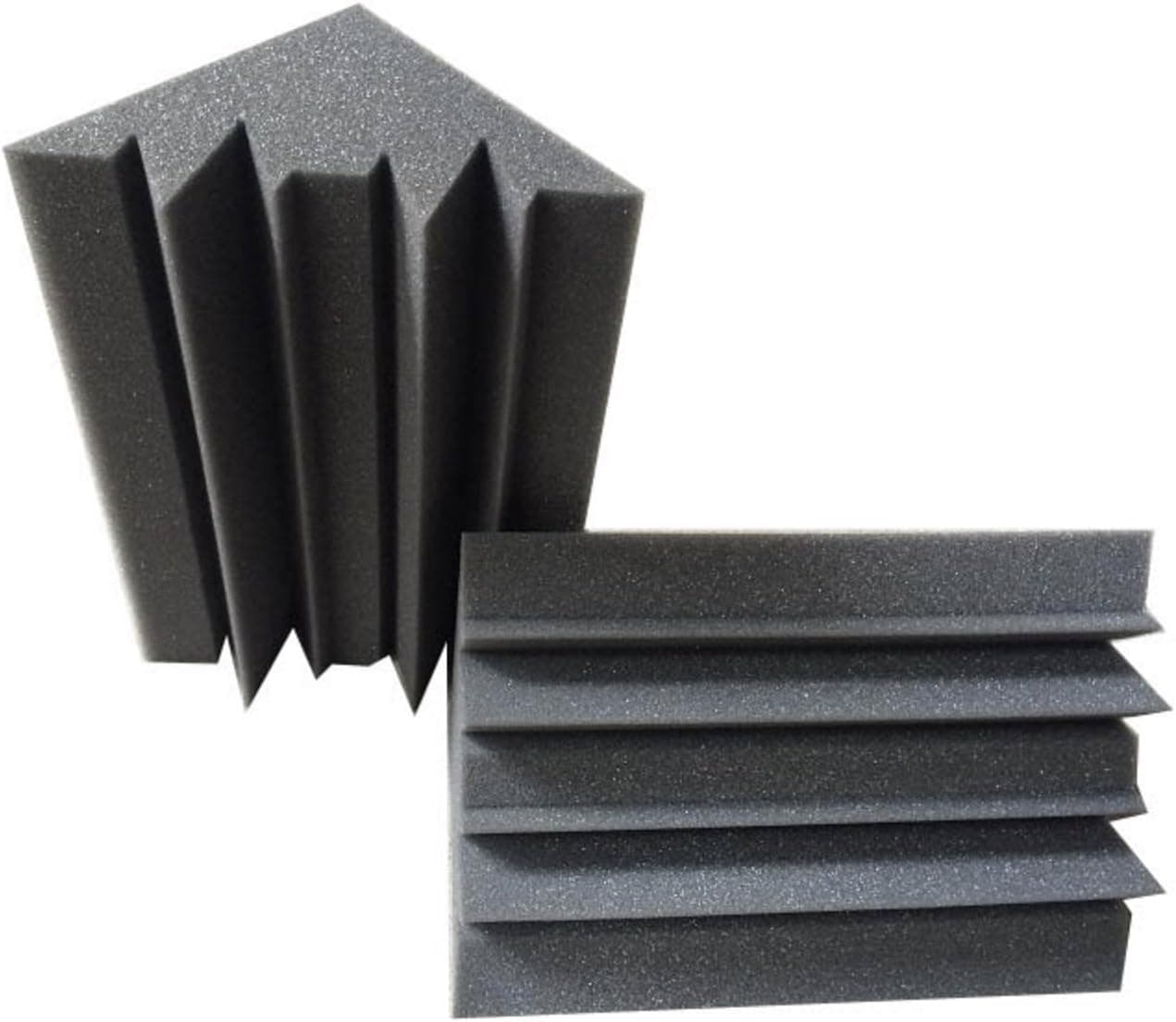 Set of 4 Acoustic Foam Bass Trap Studio Soundproofing Corner Wall 12" x 12" x 12", Charcoal