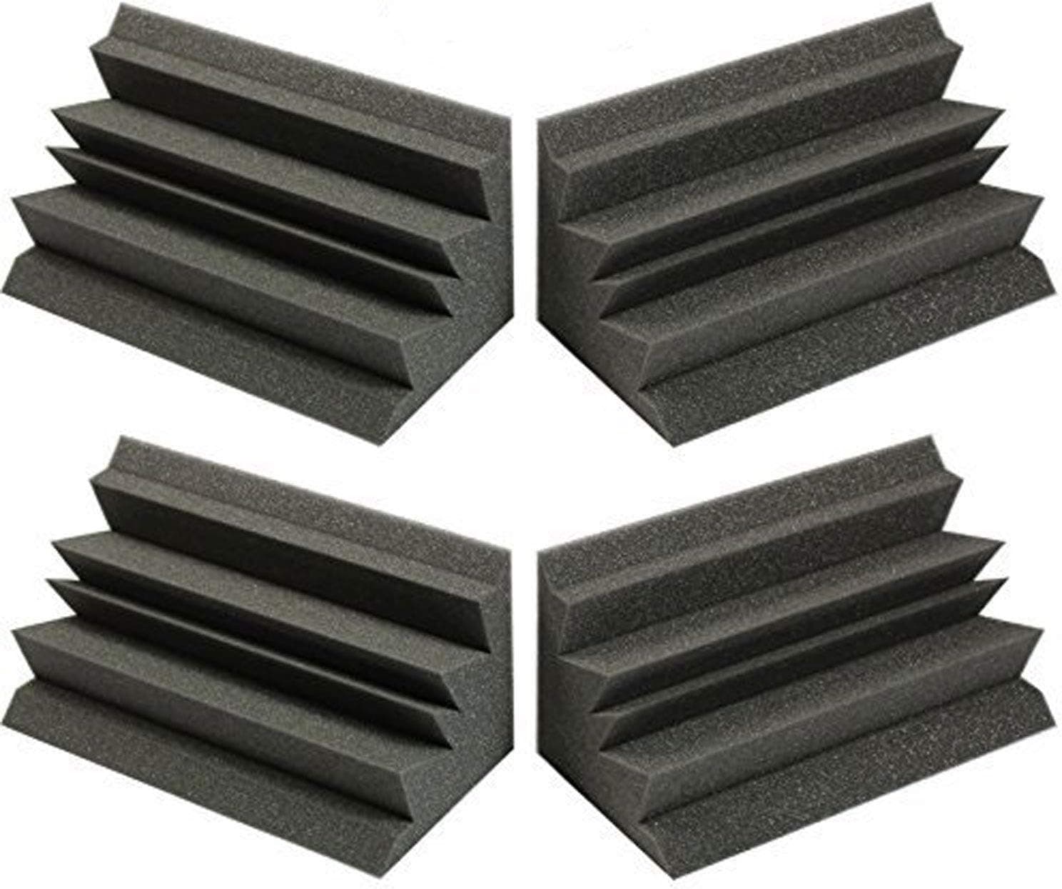 Acoustic Foam Bass Trap Studio Corner Wall 12" x 6" x 6" (4 Pack) Made in USA, Charcoal
