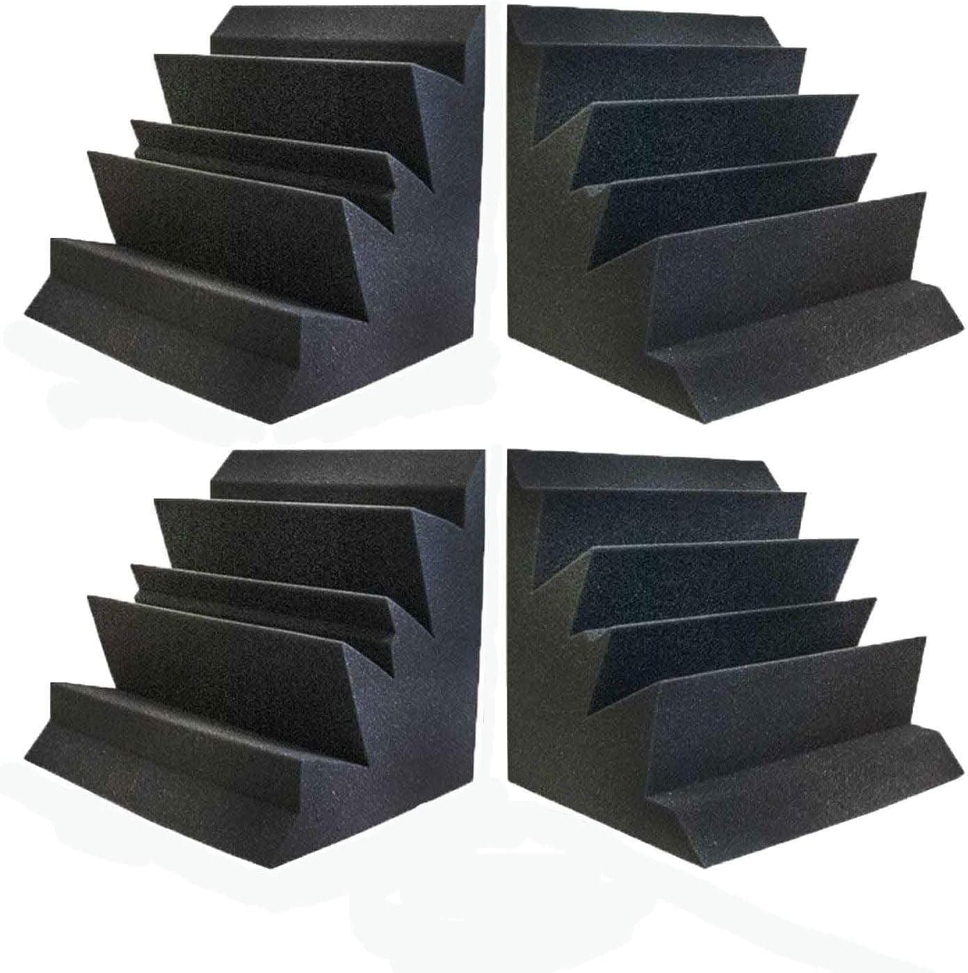 Acoustic Foam XL Bass Trap Studio Soundproofing Corner Wall 12" x 12" x 12" (4 Pack), Charcoal