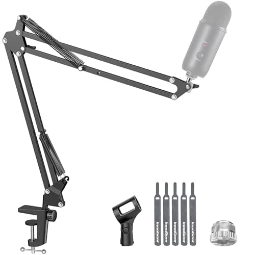 InnoGear Boom Arm Microphone Mic Stand for Blue Yeti Fifine HyperX, Black | Desk Mount, Desktop Stands, Adjustable Reach, Rotate Fully, Folds Away Compactly, for Gaming, Streaming or Recording