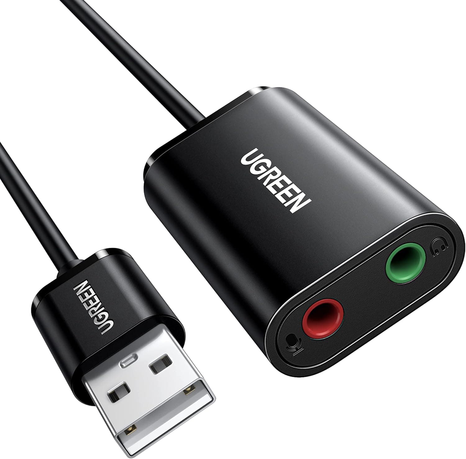 UGREEN USB to Audio Jack Sound Card Adapter with TRS 3.5mm Headphone & Mic, External Sound Card for Computer, PS5, PS4