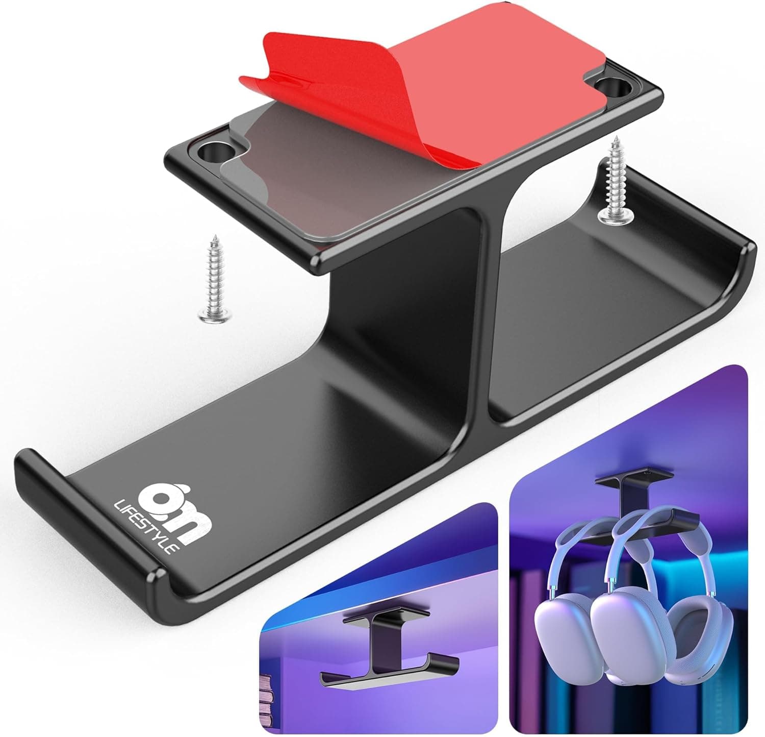 6amLifestyle All Aluminum Headphone Stand Under Desk Dual Headset Holder