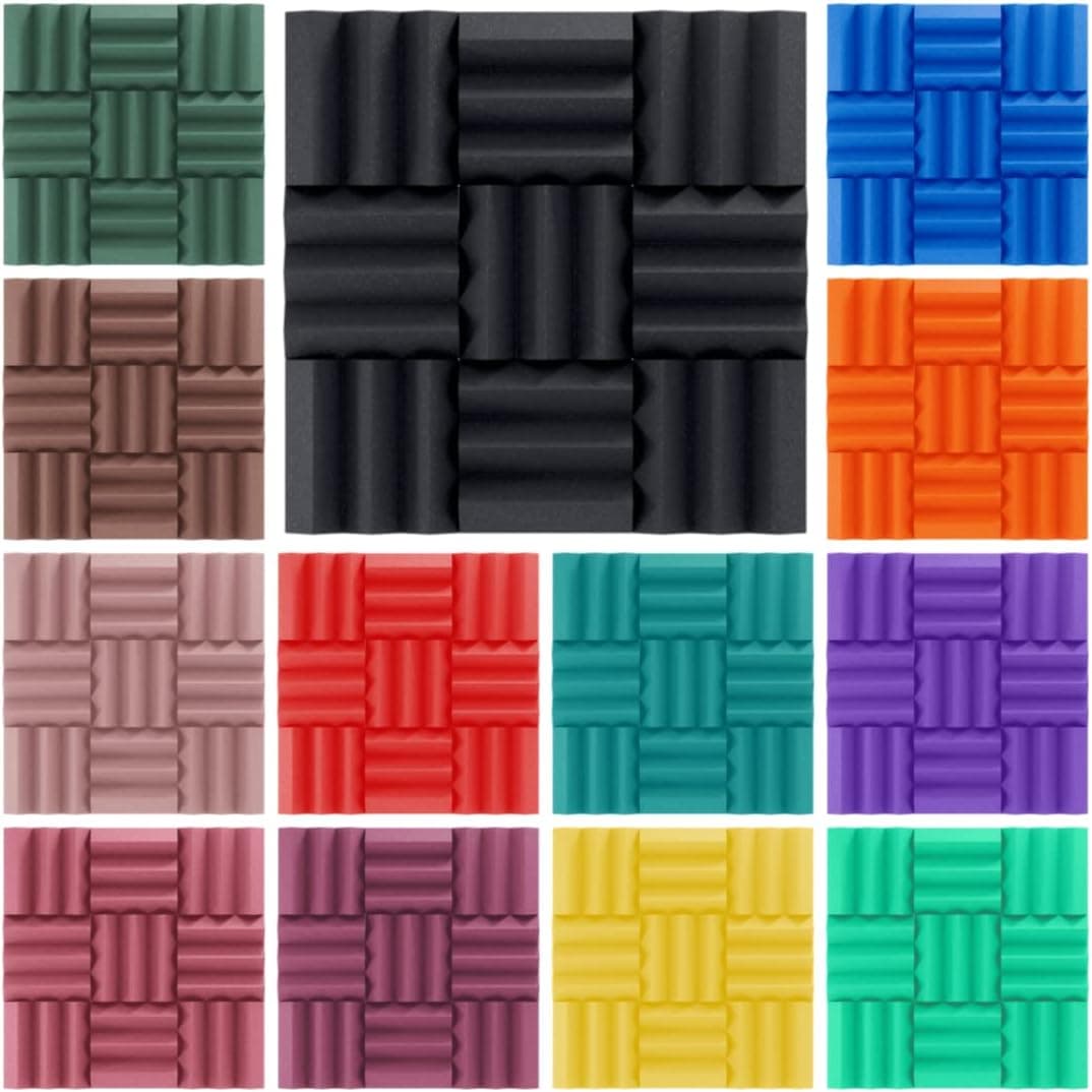Bass Absorbing Wedge Style Panels Soundproofing Acoustic Studio Foam 12x12x4 Tiles 2 Pack, Brown