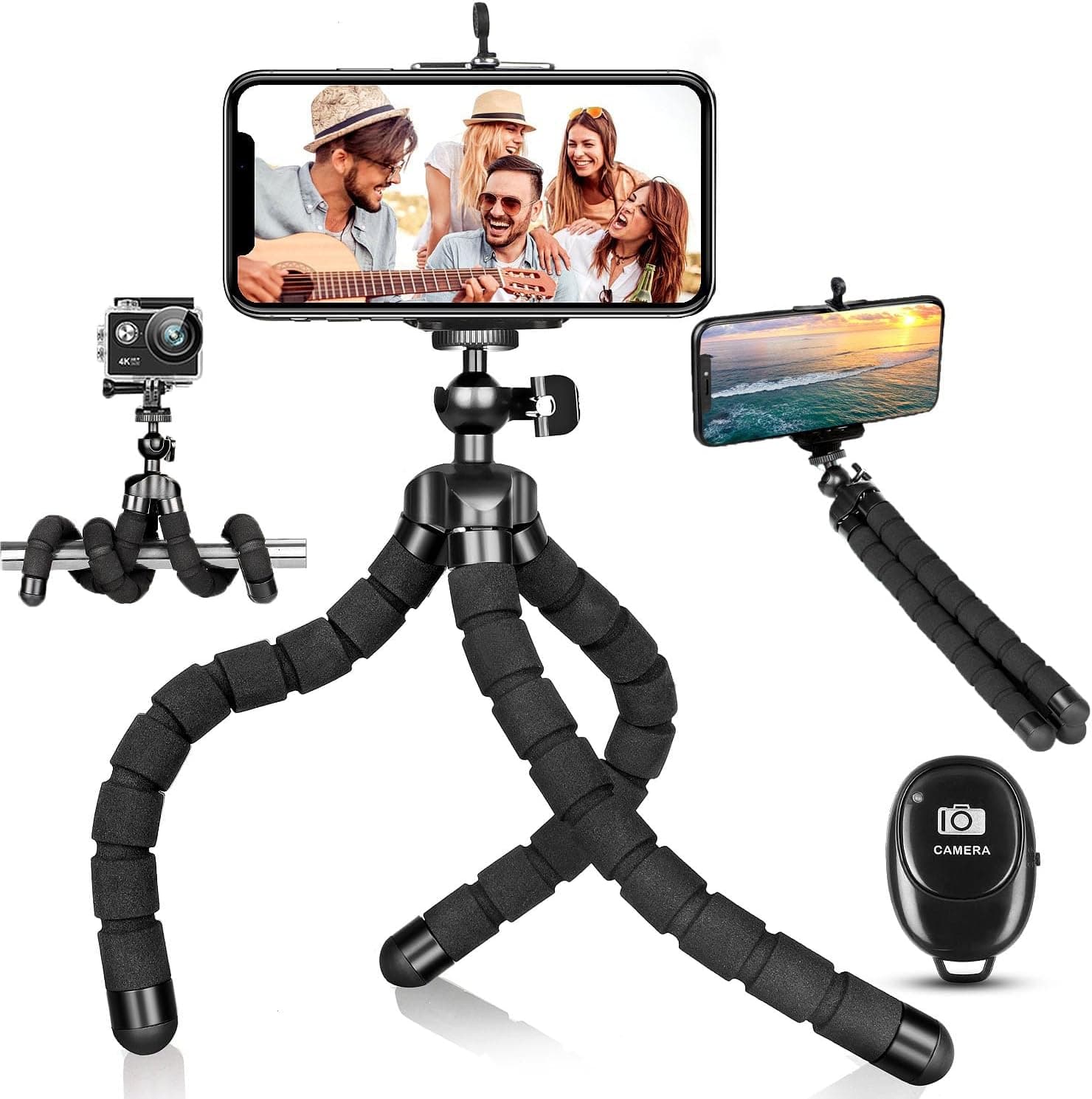 pangshi Flexible Tripod with Wireless Remote, Portable Mini Phone Tripod for iPhone Android, GoPro & Small DSLR
