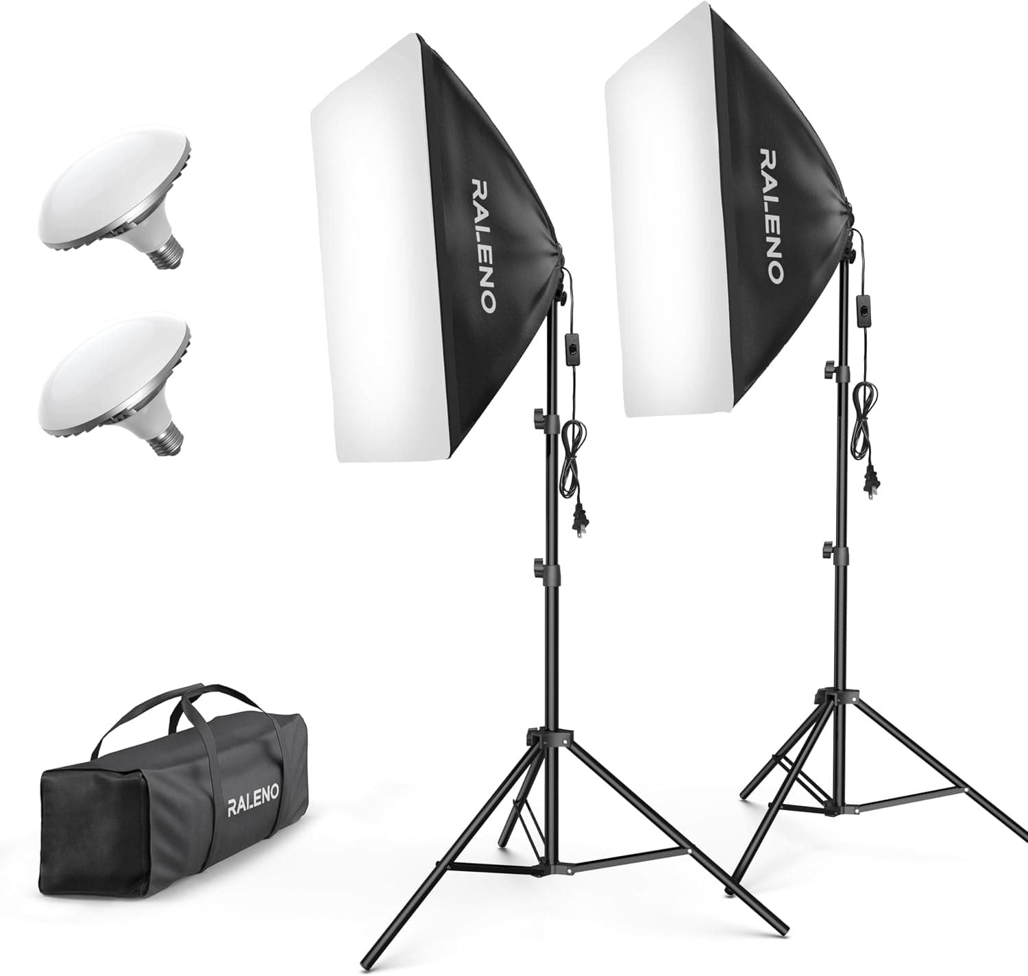 RALENO Softbox Lighting Kit, 20x28-Inch Softbox Photography Lighting with LED Bulbs (50W | 5500K | TLCI>=97) - Model PS40
