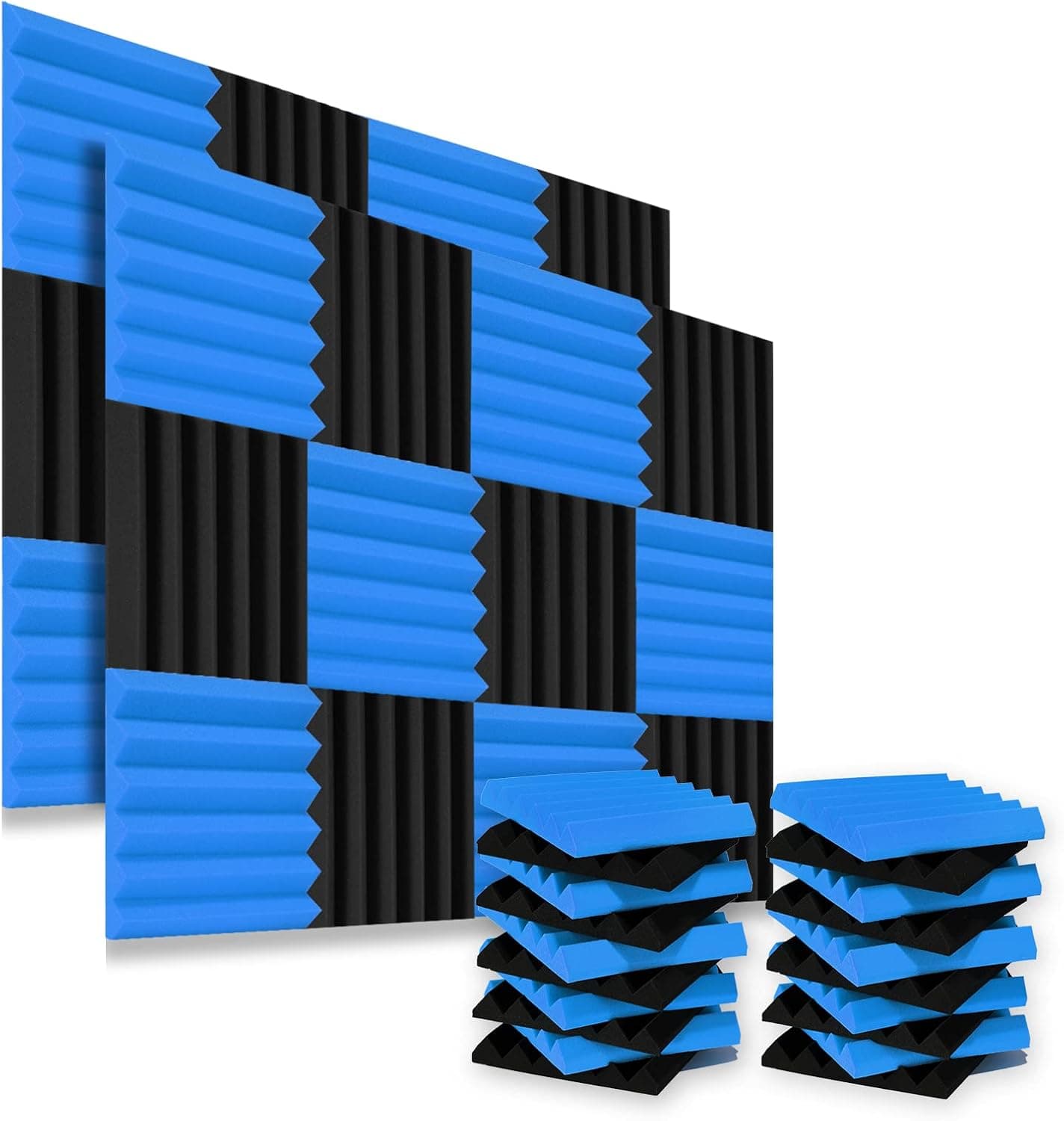 Acoustic Foam Panels, 2 Inch Thick 12x12 (24 Pack) Soundproofing Fireproof Wall Foam Tiles