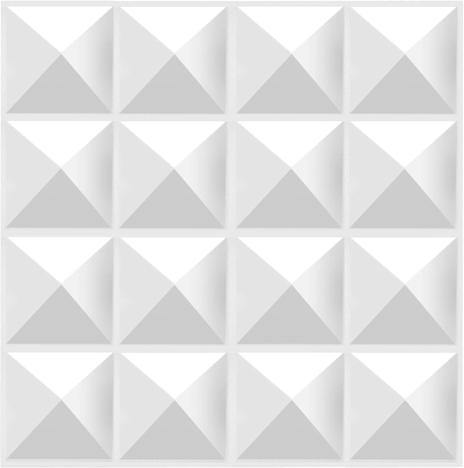 TroyStudio Acoustic Sound Diffuser Panels, 12 X 12 X 1 inches 8 Pcs PVC Plastic Wall Panel, Recording Studio Acoustical Treatments Diffusion panel (Pyramid, White)