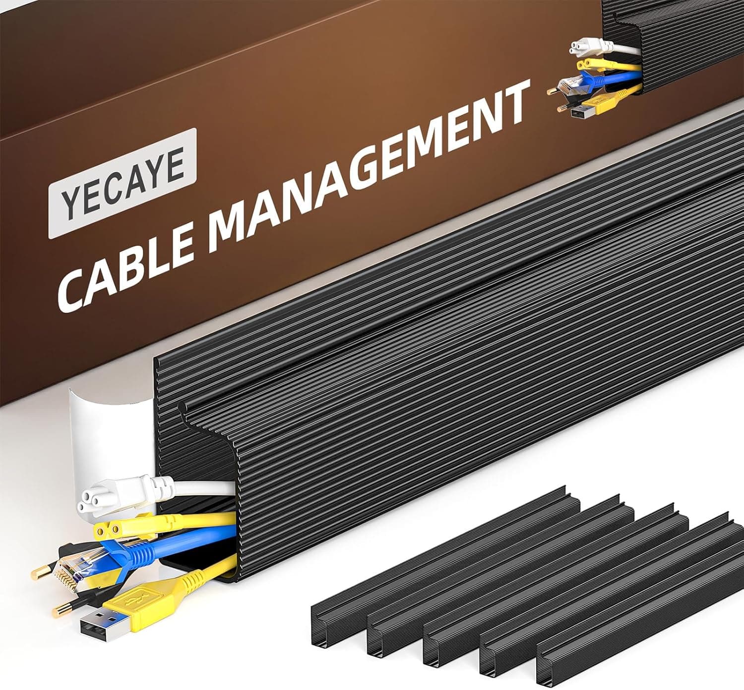 YECAYE 6 Pack Cable Management Cord Organizer No-Drill Desk Wire Management