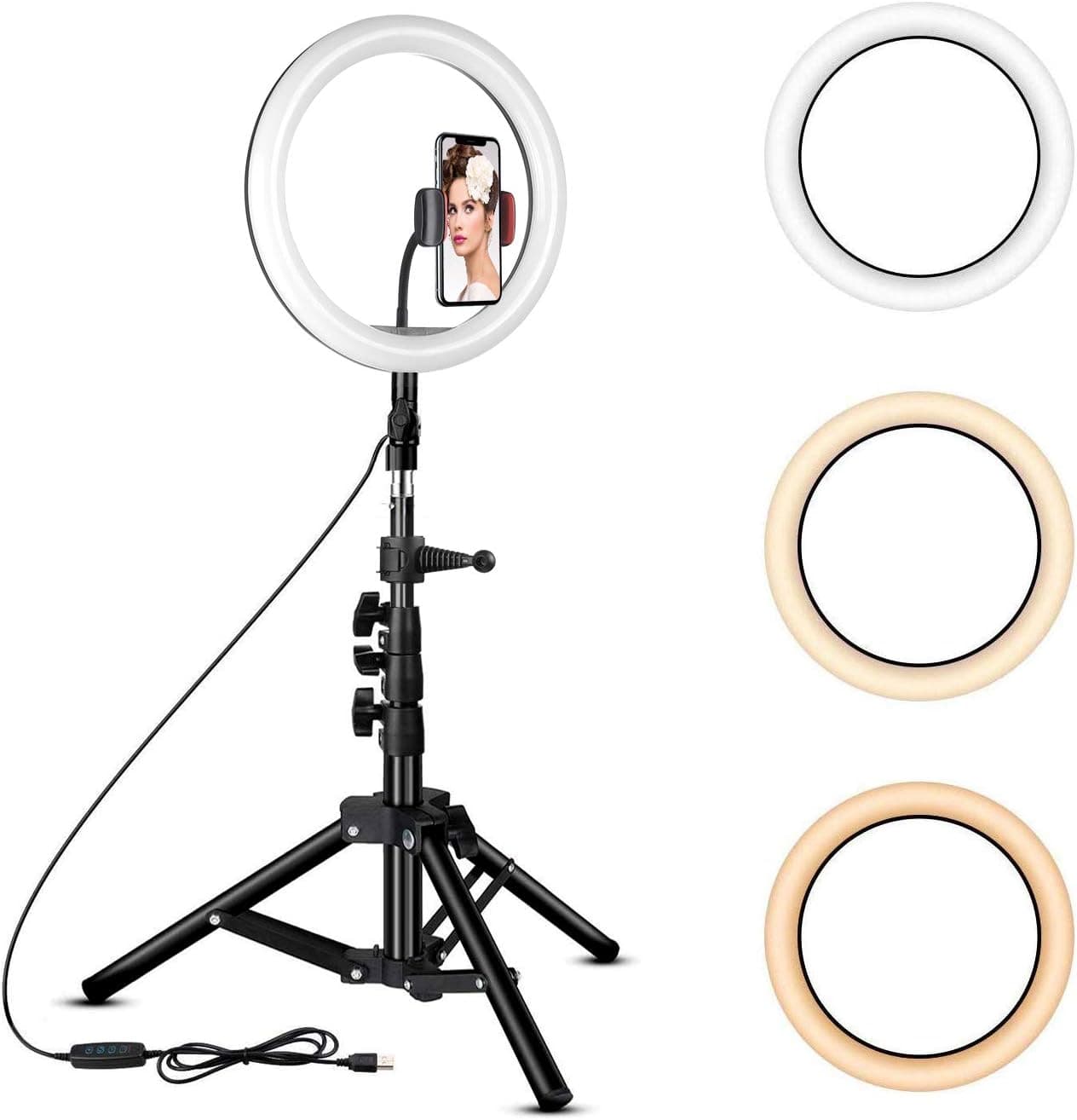 Rovtop 10 inch Ring Light with Tripod Stand and Phone Holder