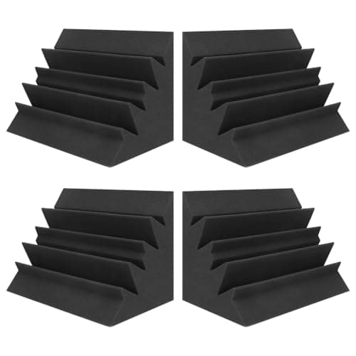 JBER 4Pack Acoustic Foam Corner Bass Traps, Studio Foam Corner Block Finish
