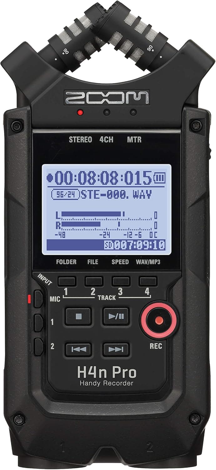 Zoom H4n Pro 4-Track Portable Recorder All Black with XLR/TRS Combo Inputs