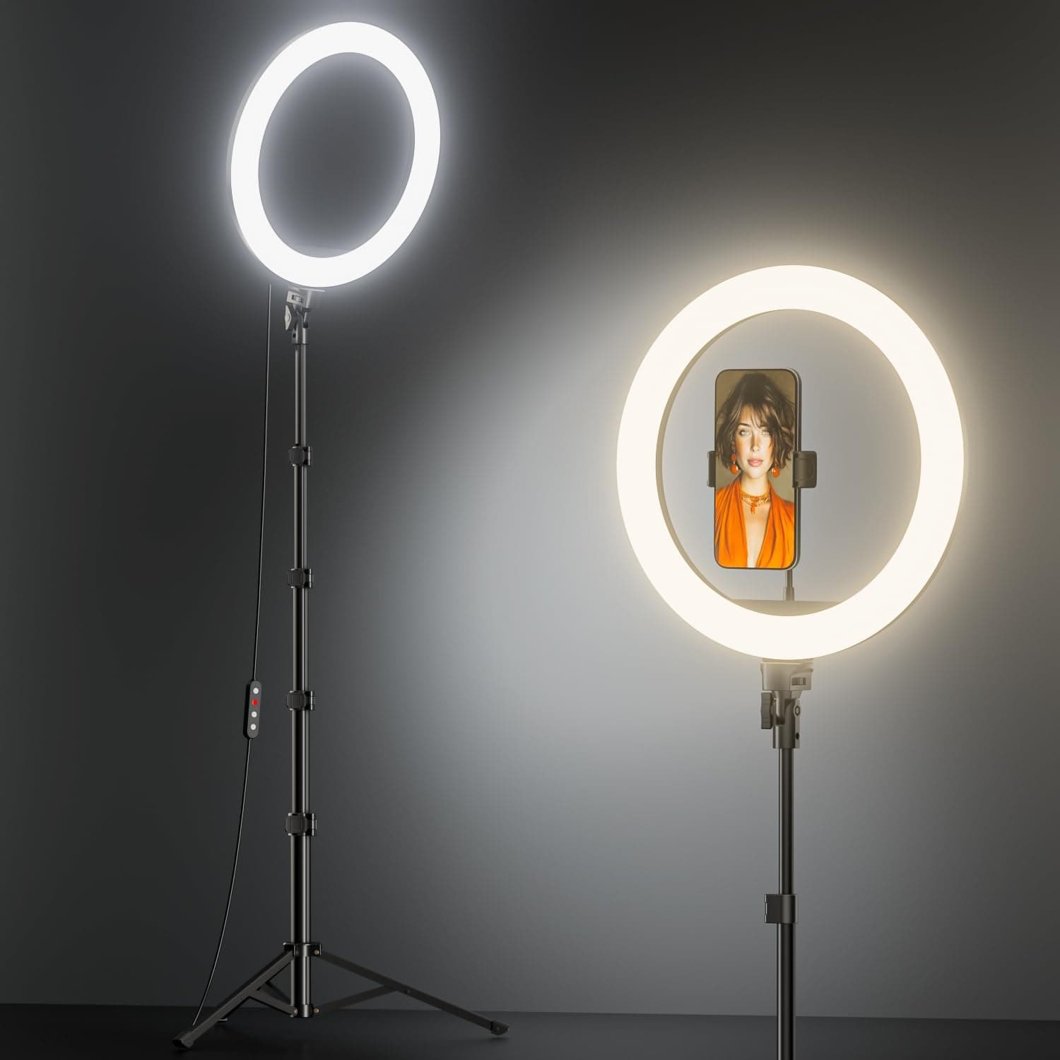 TODI 12 inch Ring Light with 63 inch Extendable Tripod Stand and Selfie Remote