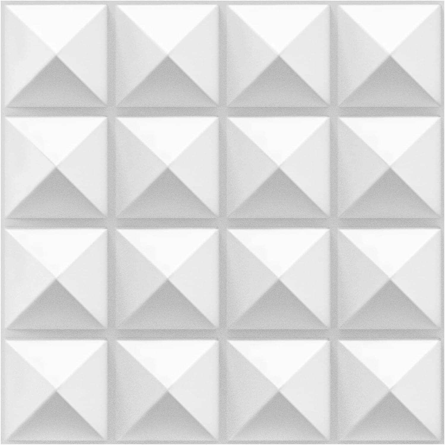 TroyStudio Acoustic Sound Diffuser Panels, 12 X 12 X 1 inches 16 Pcs PVC Plastic Wall Panel, Recording Studio Acoustical Treatments Diffusion panel (Pyramid, White)