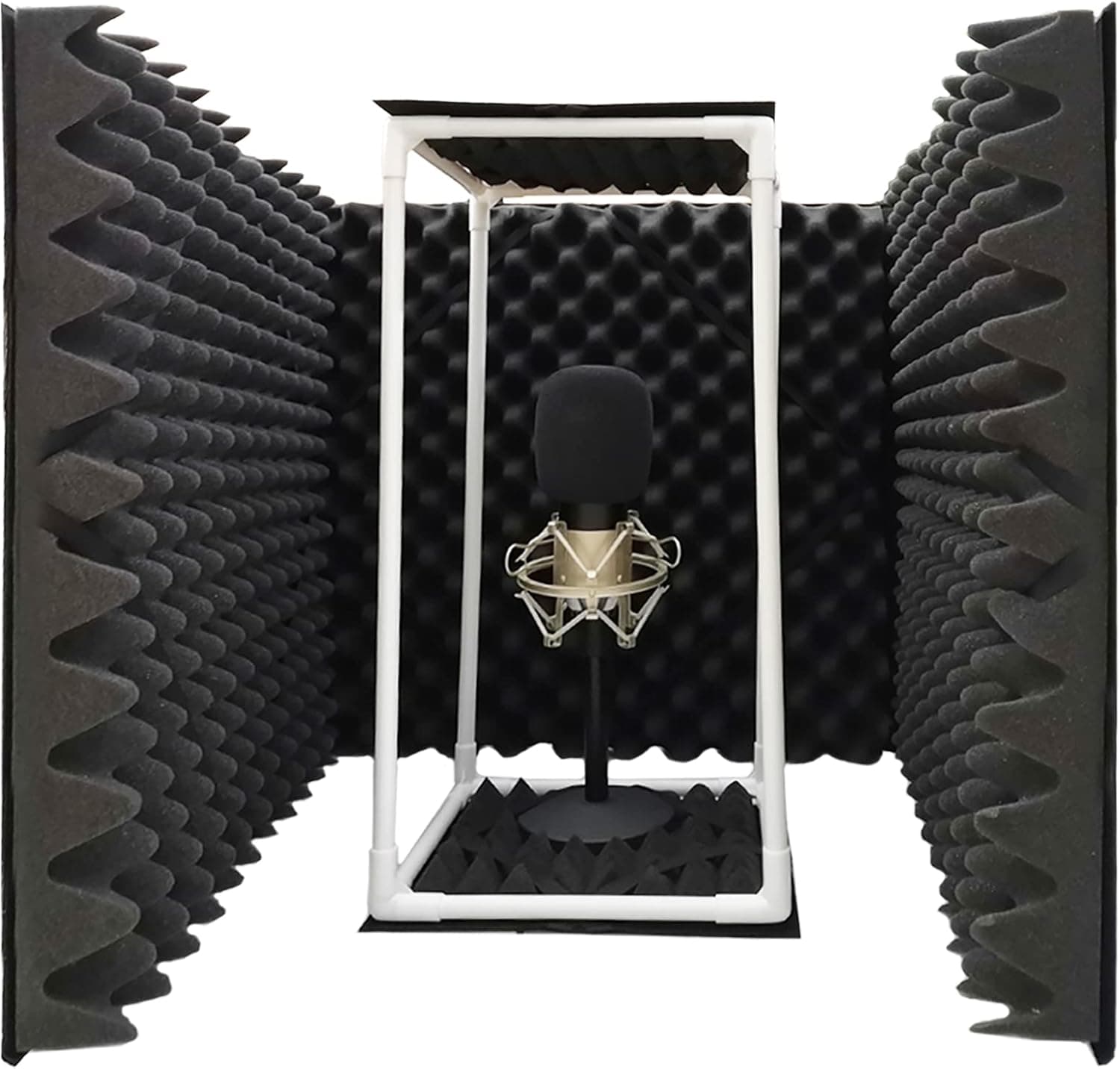 TroyStudio Large Microphone Isolation Shield, Foldable Vocal Booth Reflection Filter, 2 Inch Foam