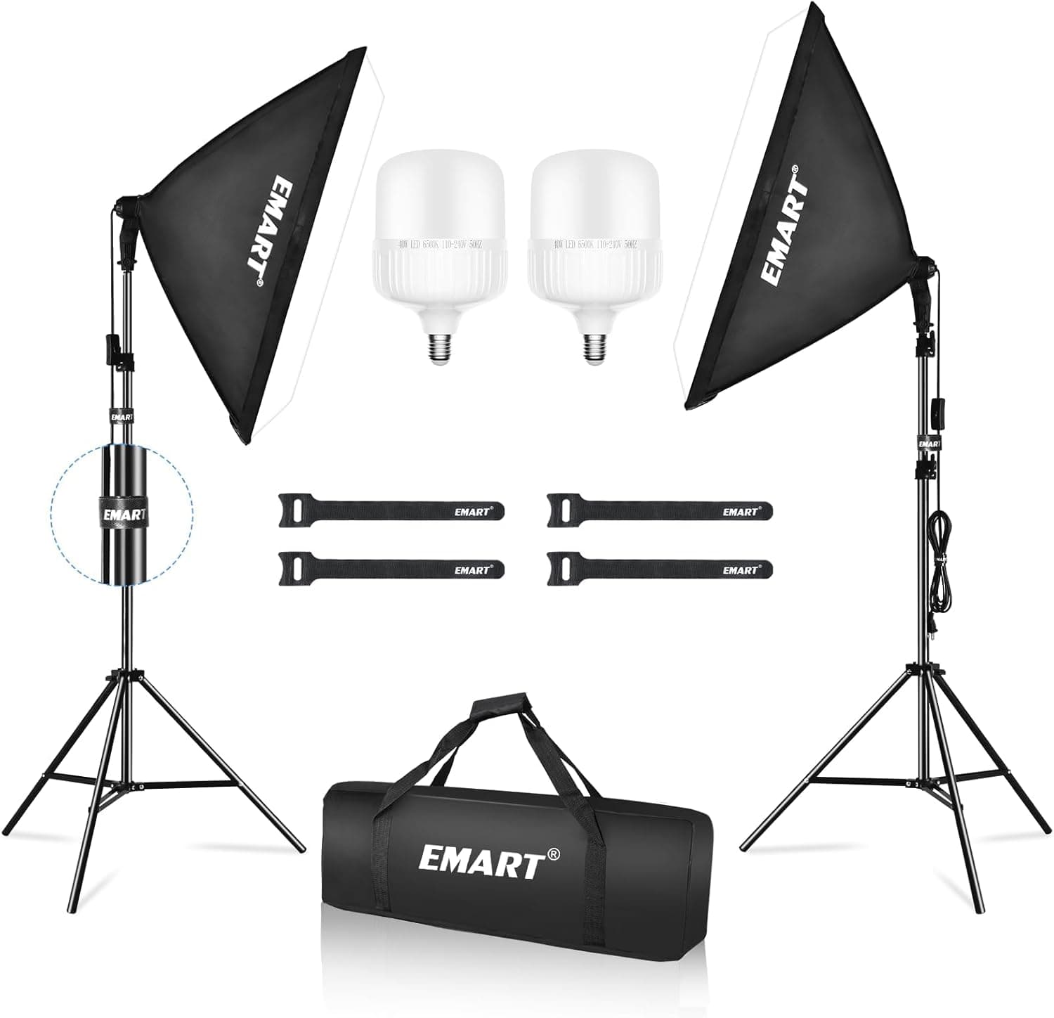 EMART Softbox Photography Lighting Kit, 20"x28" Professional Softbox Lighting Kit with 6500K LED Bulbs