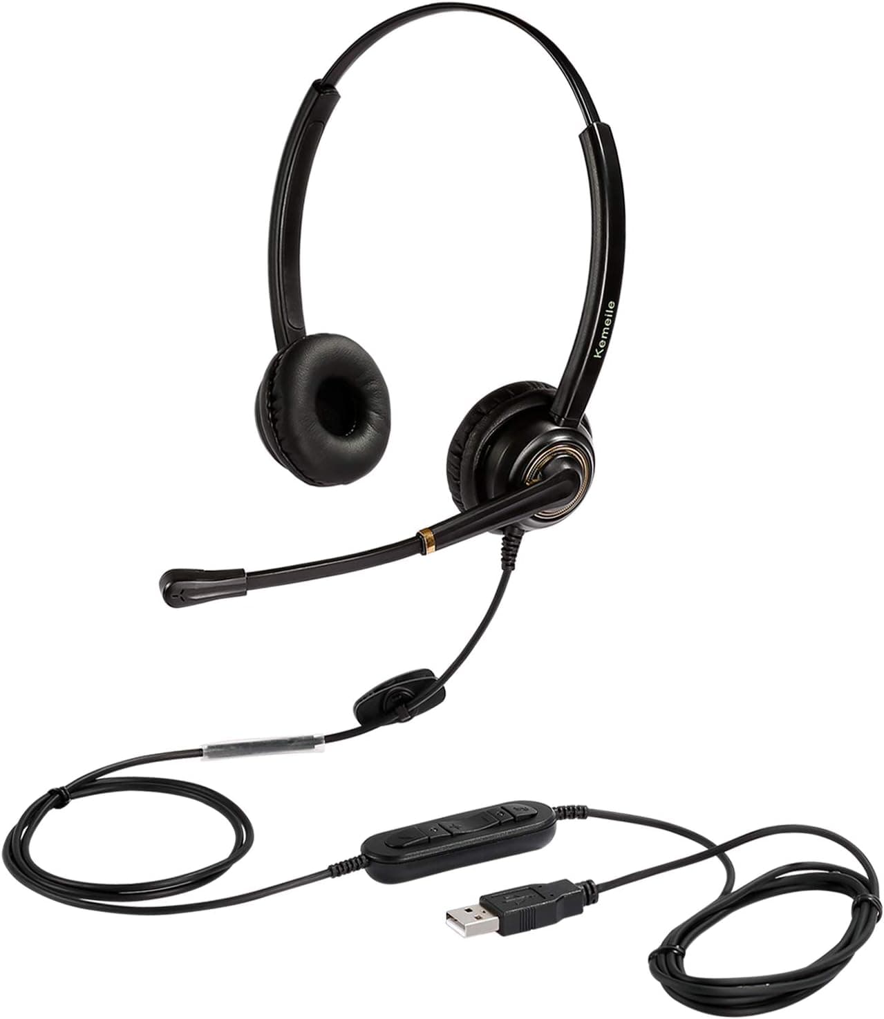 USB Headset with Microphone Noise Cancelling and Volume Controls, Computer PC Headphone with Voice Recognition Mic