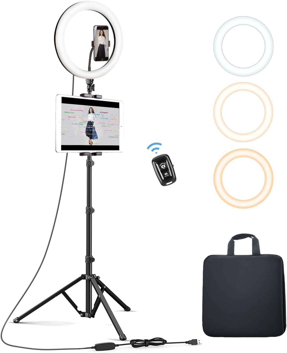 Elitehood 12 inch Ring Light with 72 inch Tripod Stand and iPad/Phone Holder