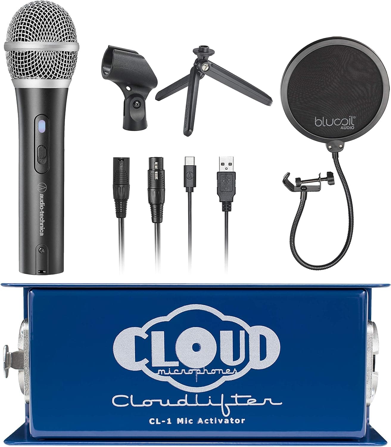 Cloud Microphones CL-1 Mic Activator Bundle with ATR2100X-USB Mic and Pop Filter