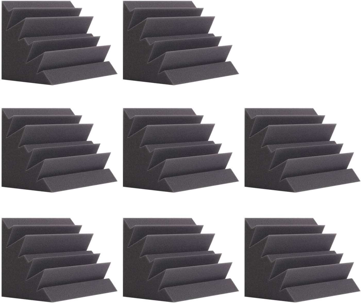 8 Pack Bass Traps Acoustic Foam Corner, 8"x8"x12" Black, High Density Fire-Proof