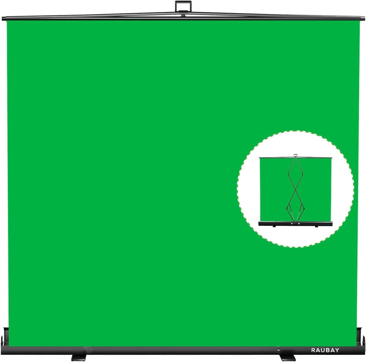 RAUBAY 78.7 x 82.7in Large Collapsible Green Screen Backdrop Portable Retractable Chroma Key Panel