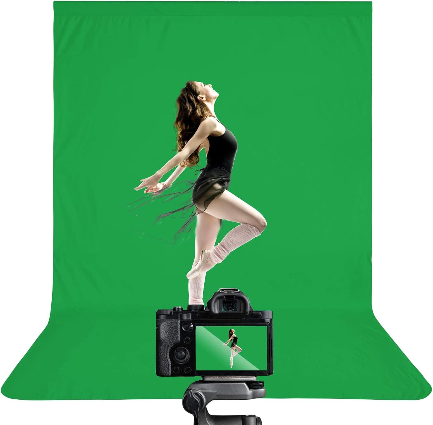 Green Screen Backdrops, Portable Solid Color Photography Cloth, 5 x 7 ft Collapsible