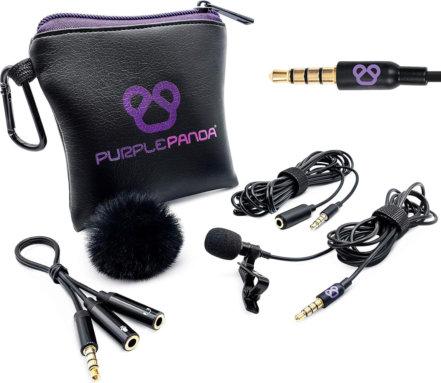 Purple Panda Smartphone Lavalier Lapel Microphone with 3.5mm Plug, Omnidirectional Condenser