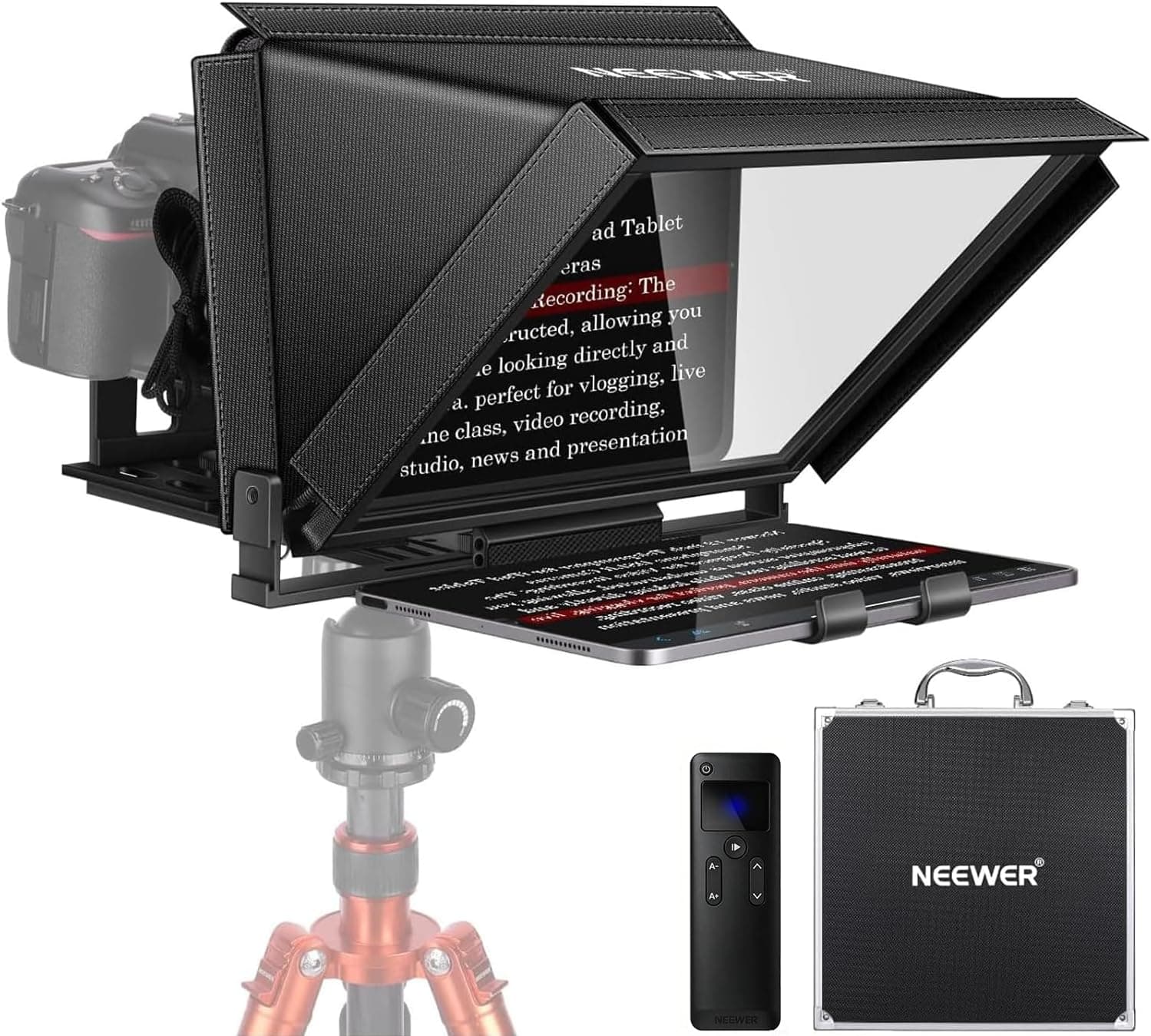 NEEWER X12 14 inch Aluminum Alloy Teleprompter for iPad Tablet Smartphone DSLR Cameras with Remote