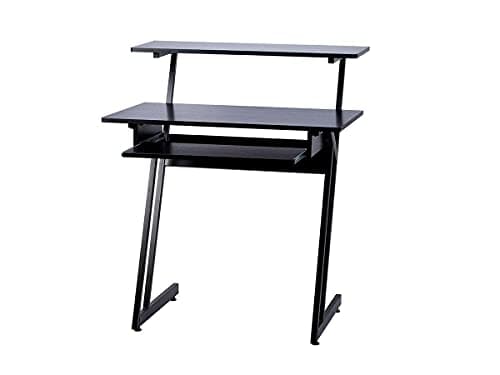 Monoprice Recording Studio Desk - with Raised Platform and Keyboard Tray, Black - Stage Right
