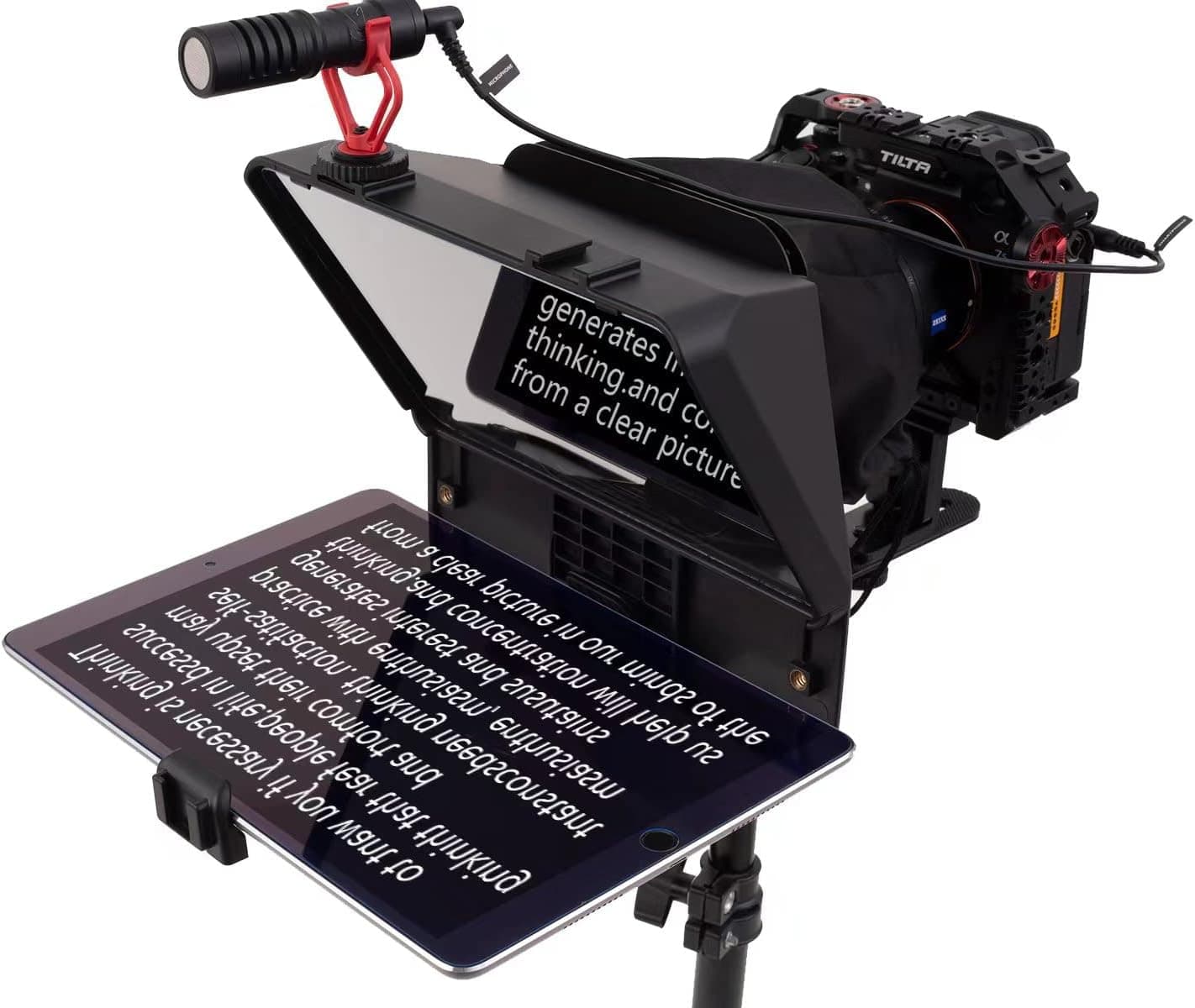 Inmei A10 Portable Teleprompter for Smartphones & DSLR Cameras with Phone Holder, Remote Control