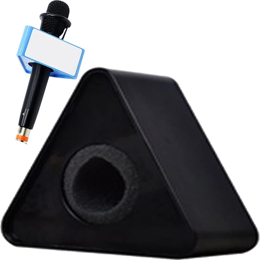 qiqule Custom Microphone Logo Live Equipment Box Cube Triangle Interview Box Karaoke mic Flags (Black Triangle)