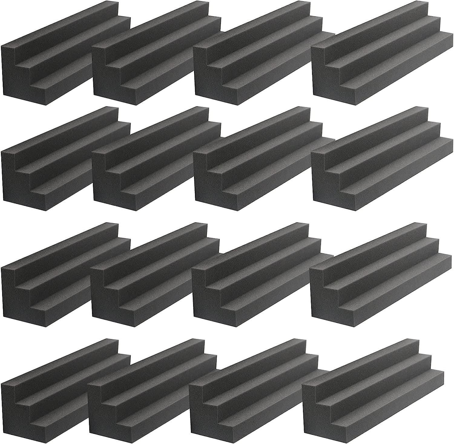 Bass Traps 16 Pack 12" x 3" x 3" Corner Acoustic Foam Panels, Sound Absorbing Block