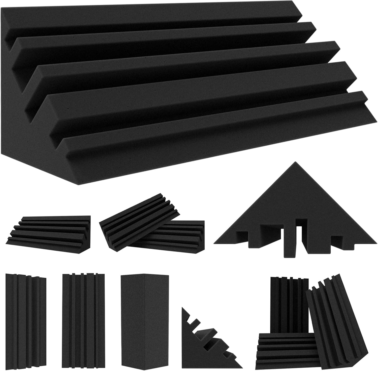 TroyStudio Bass Traps, 12 Pcs 4 x 4 x 12 Inches Dense Thick Studio Bass Foam Corner