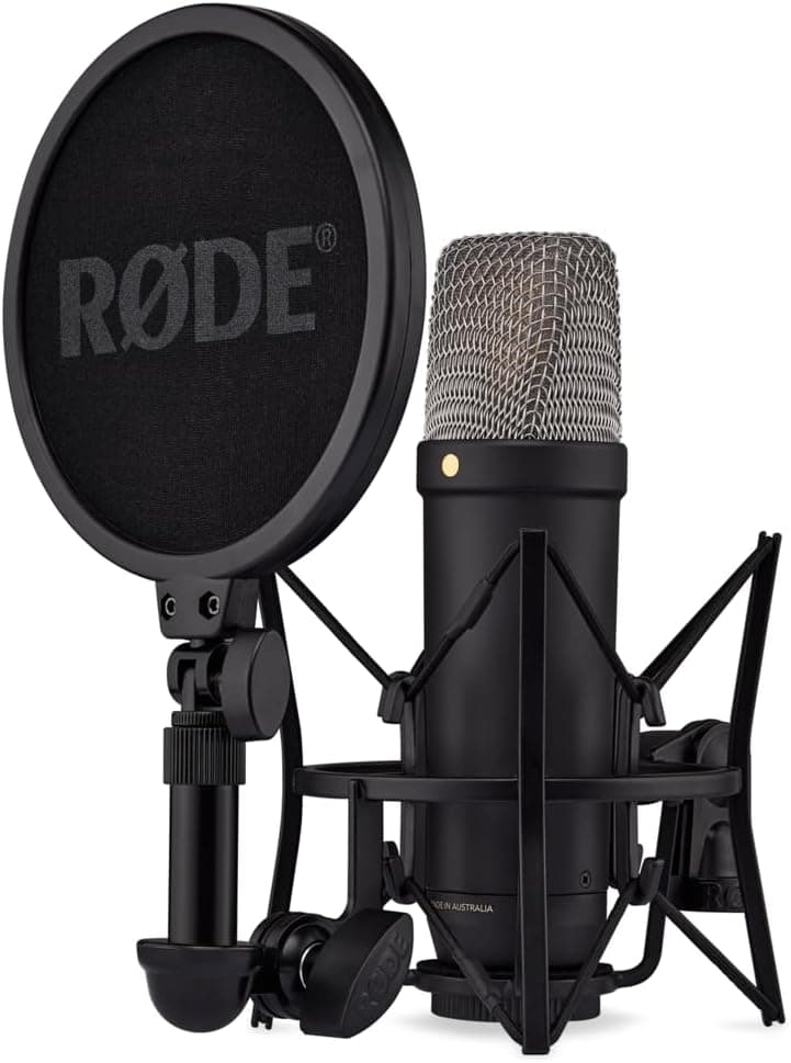 RODE NT1 5th Gen Large-Diaphragm Studio Condenser Microphone, XLR and USB Outputs, Black