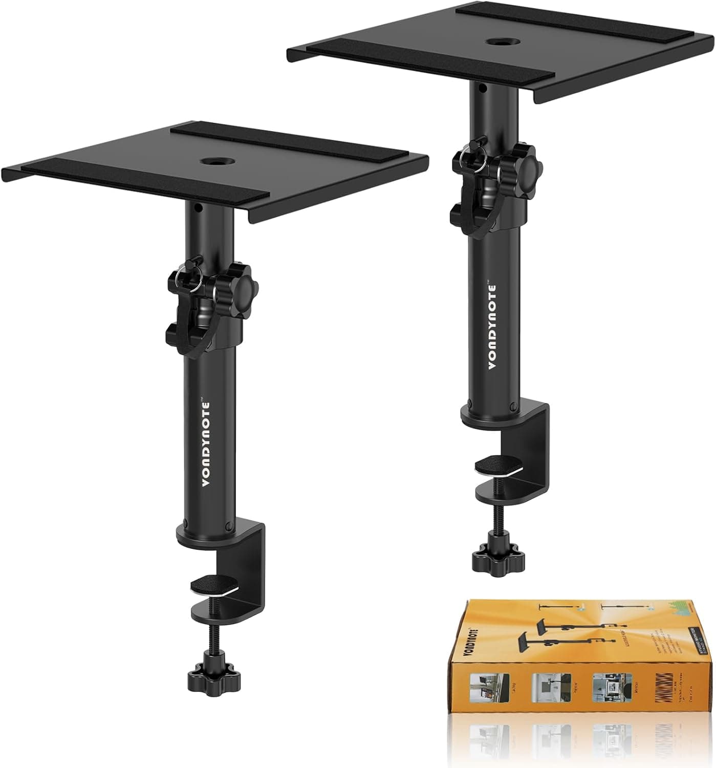 Vondynote Set of 2 Desktop Clamp Speaker Stands Short Studio Monitor Stands Adjustable 9-14 inch
