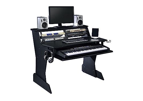 Musiea BE200 Series Music Studio Desk Workstation with 2 x 4U Rack (Black)