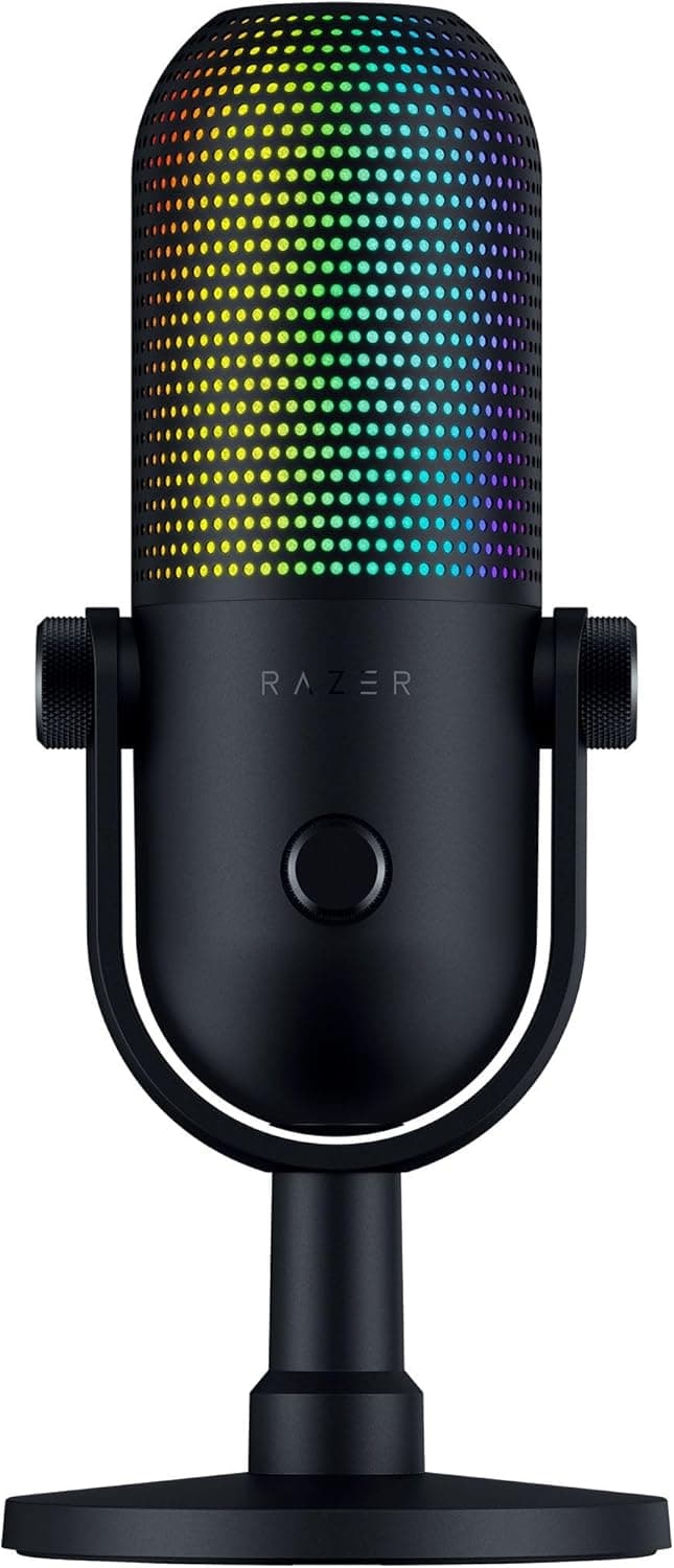 Razer Seiren V3 Chroma RGB USB Microphone, Black | Tap-to-Mute Sensor, Condenser Mic, Digital Gain Limiter & Shock Absorber