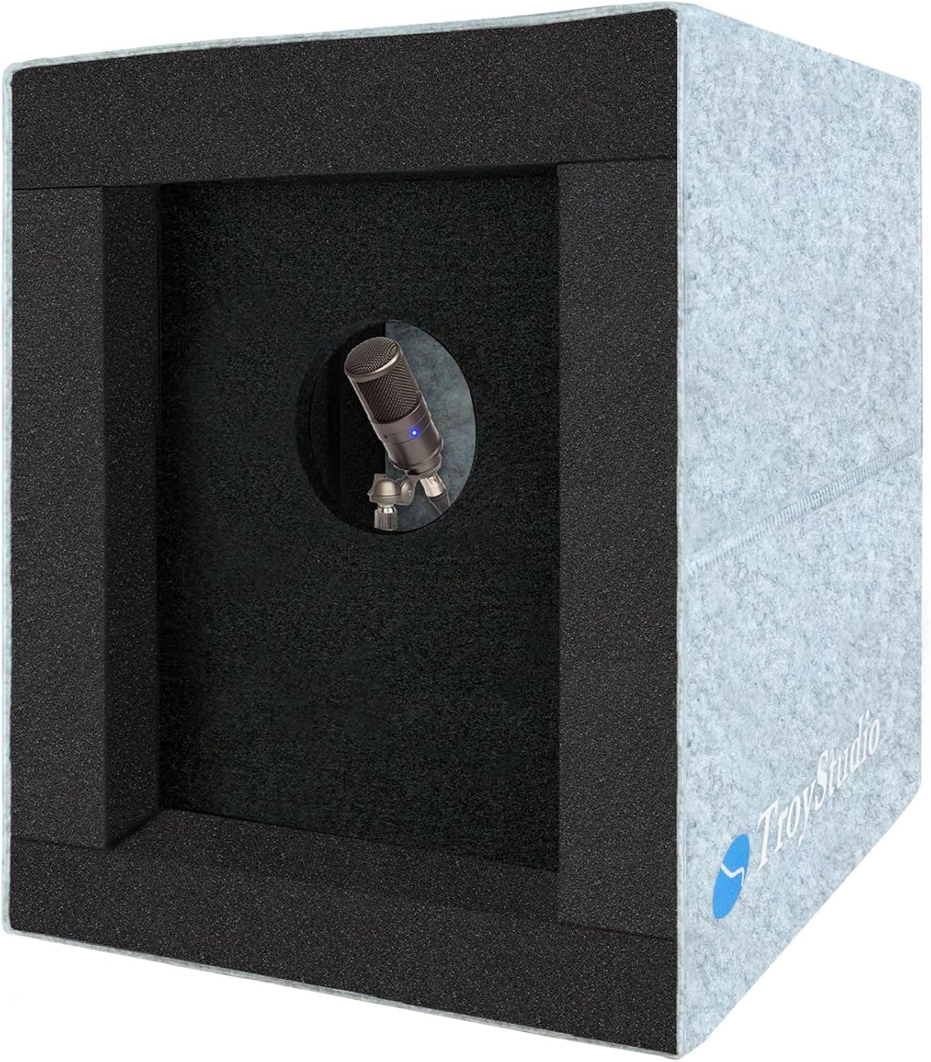 TroyStudio Enclosed Vocal Booth, Portable Microphone Isolation Shield with Acoustic Foam and Panels