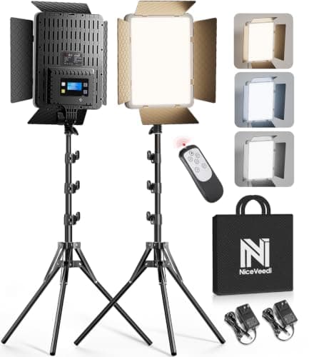 NiceVeedi 2-Pack Photography Lighting Kit, 36W Bi-Color Studio Lights 2700-6500K CRI 95+, Dimmable LED Video Light Kit with Remote Control & 72” Tripod Stand, Lighting for Video Recording/Photography