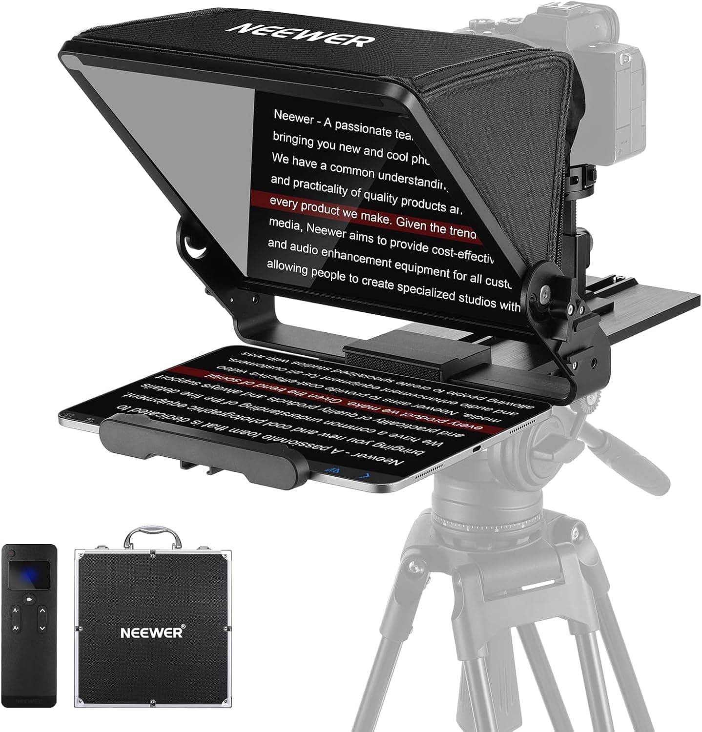 NEEWER Teleprompter with Arca Type Camera Mount, Cold Shoes, RT113 Remote, X12II