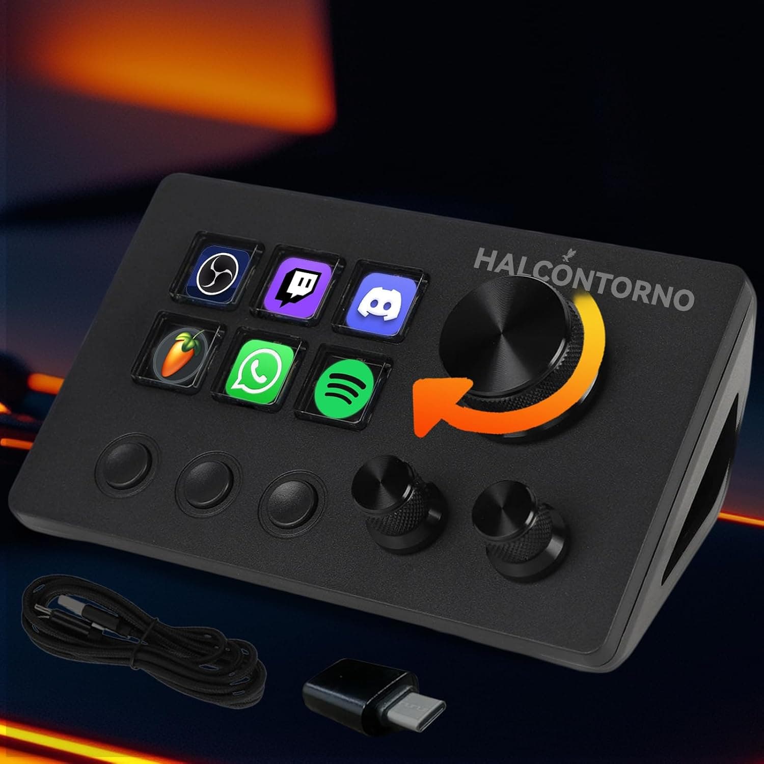 HALCONTORNO Stream Dock, Mirabox Steamdeck for PC Mac, Programmable Macro Keyboard (N3E with 3 Knobs)