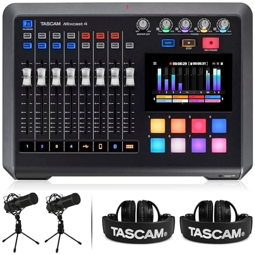 TASCAM Mixcast 4 Two-Person Podcast Kit with Mic and Headphones