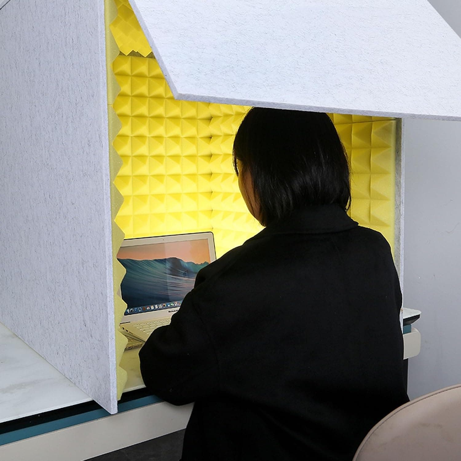 Portable Vocal Booth Microphone Isolation Booth Box for Home Studio (Yellow 80x80)