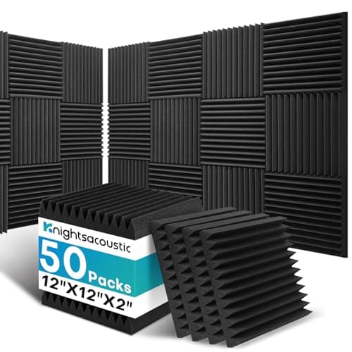 50 Pack Sound Proof Foam Panels for Walls, 2 X 12 X 12 Inches Acoustic Foam Panels, High Density Acoustic Panels Sound Absorbing, Noise Cancelling Studio Wedges, Black (NOT INCLUDE ADHESIVE)