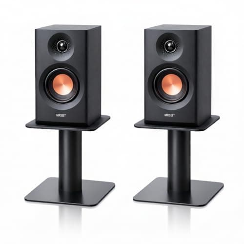 4-6.5 Inch Desktop Speaker Stands with Cable Management, 44lbs Heavy Duty Steel Desk Speaker Stand for Bookshelf Speakers & Studio Monitors, Stable Desktop Speaker Stand Pair, Cleaner Desk Audio Setup