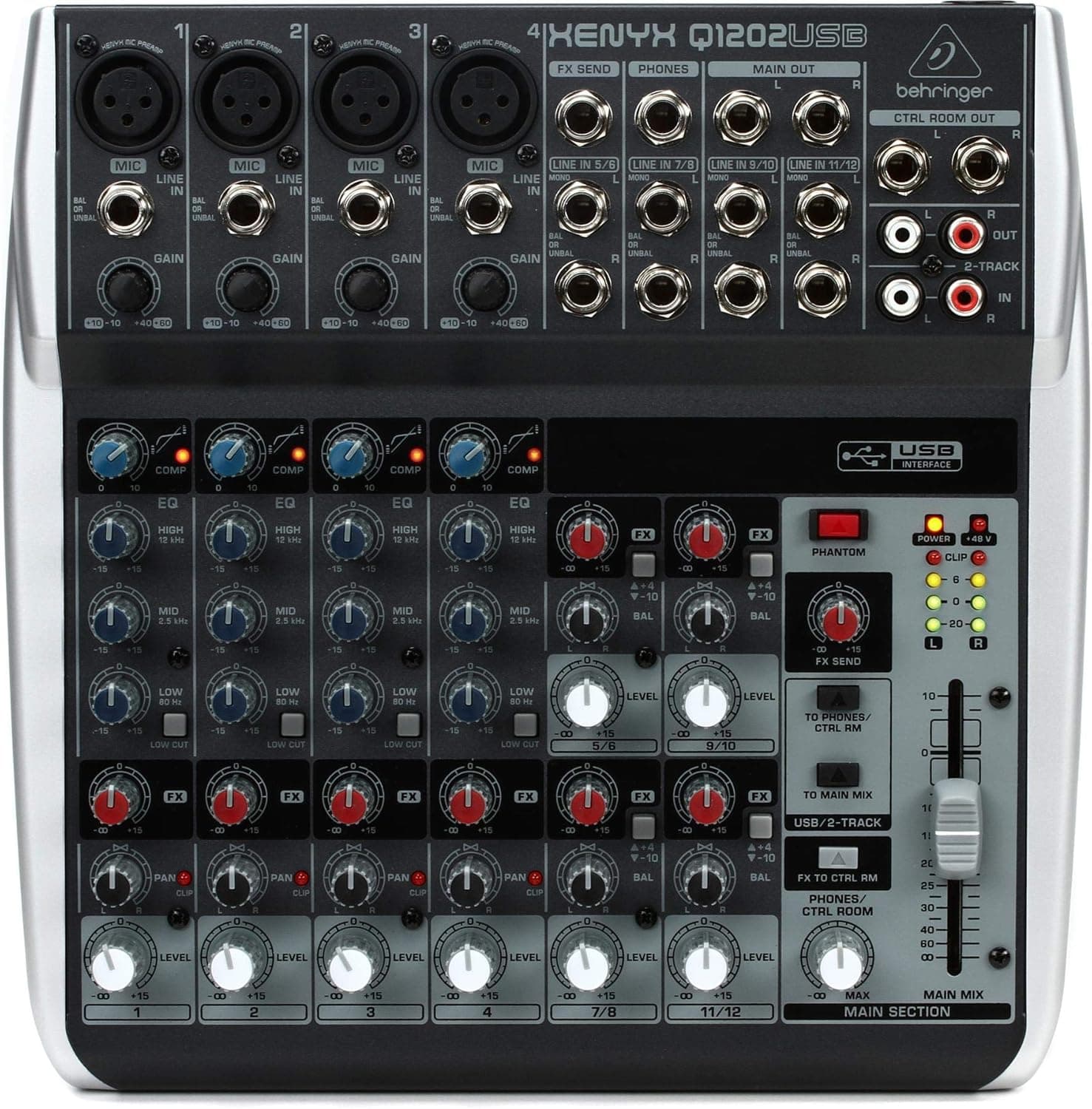 Behringer XENYX Q1202USB Premium 12-Input 2-Bus Mixer with USB Audio Interface