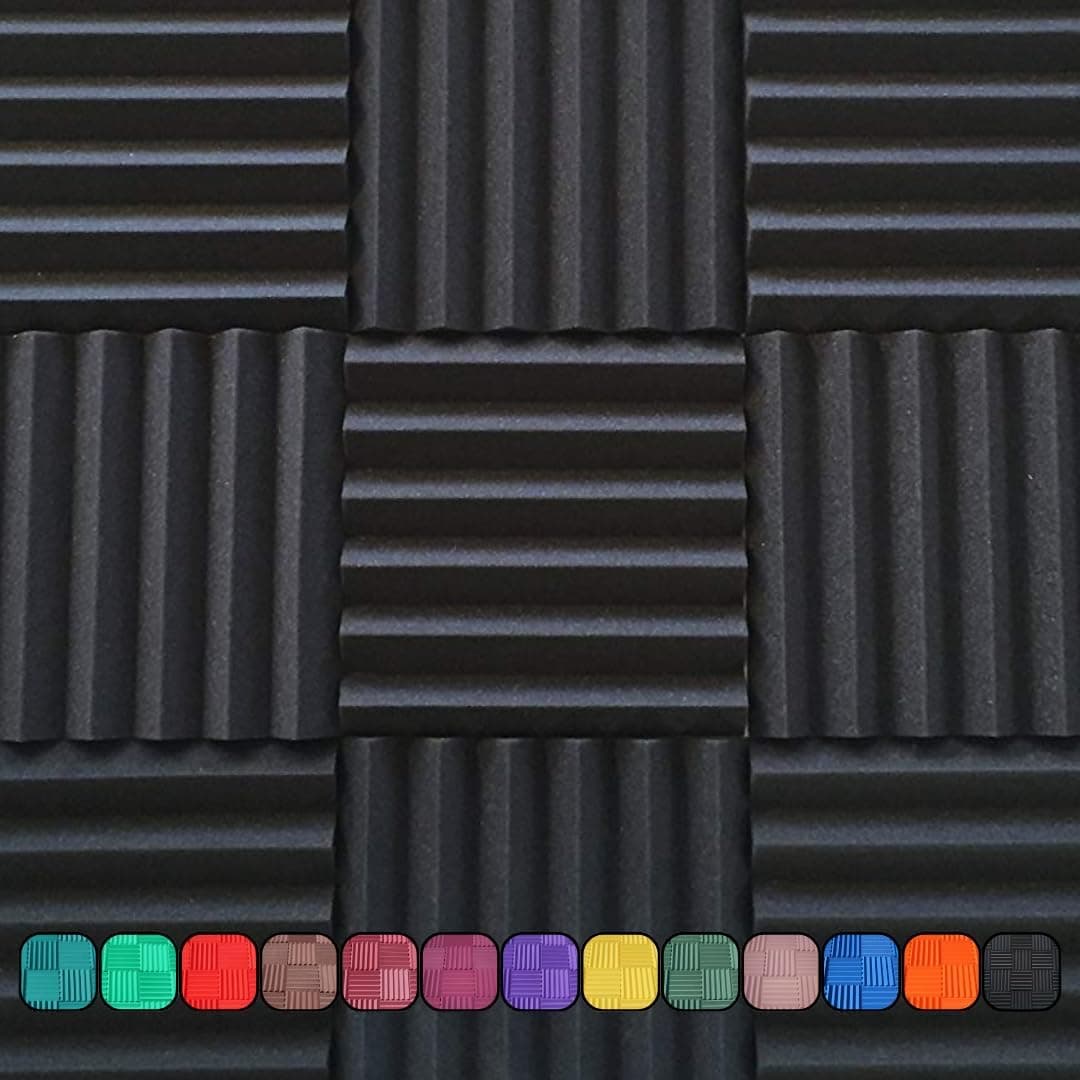 Professional Wedge Style 12x12x2 Acoustic Foam Panels 4 Pack, Charcoal